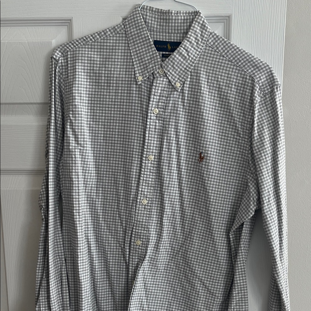 Polo by Ralph Lauren Gray Checkered Men's Shirt